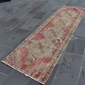 Runner rug, Turkish rug, Handmade rug, Vintage rug, Home decor, Runner natural rug, Rustic kitchen decor, Bedroom rug, 2.6 x 8.7 ft RL8012