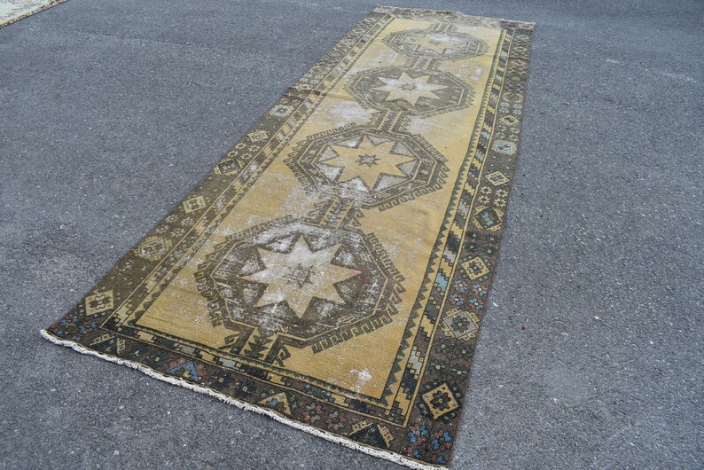 entryway rug RL4632 wedding decor rug anatolian rug bohemian runner rug 4.3 x 12.8 ft boho rug hallway rug vintage rug turkish rug