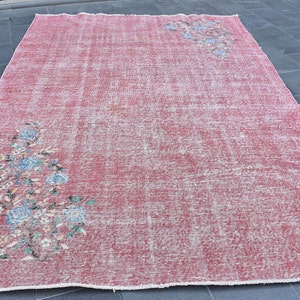Turkish rug, Vintage rug, Tribal area rug, Large rug, Boho decor, Floral rug, Dining room rug, Bohemian rug, Aztec rug, 6.5 x 9.9 ft RLO0878