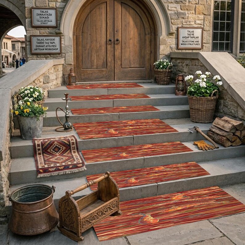 Modern Stair Treads, Decorative Stair Rug, Non Slip Stair Mat, Washable ...