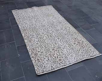 pale turkish rug, vintage rug, area rug Free Shipping 4.0 x 7.3 ft oushak rug, rustic rug, natural wool rug, bohemian rug , rugs RL3727