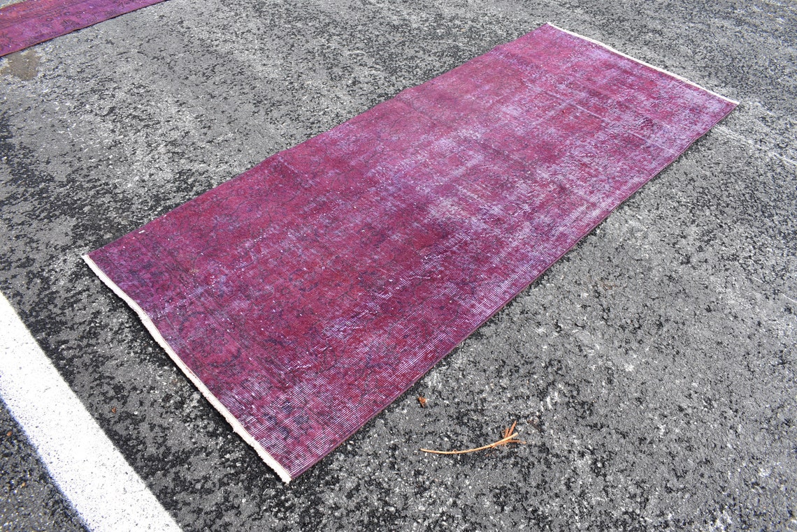 Purple color hallway rug vintage rug turkish rug rustic Etsy