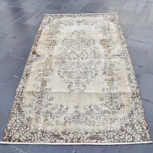 Turkish rug, Faded area rug, Vintage rug, Organic wool rug, Boho rug, Decorative rug, Bohemian rug, Home decor, Carpet, 3.8 x 6.9 ft RL8446