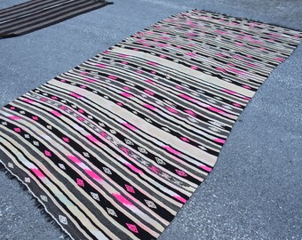 Decoratief tapijt, vintage kelimtapijt, natuurlijk tapijt, gratis verzending 5,7 x 11,5 ft-tapijt, oversized tapijt, handgemaakt tapijt, boho-tapijt, RL2750