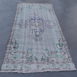 Turkish rug, Vintage handmade rug, Area rug, Oushak rug, Rustic decor, Bohemian rug, Home decor, Boho decor, Carpet, 3.7 x 8.1 ft RL00249