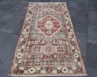 Turkish rug, Oversize rug, Kitchen rug, Livingroom rug, Boho rug, Vintage rug, 3.8 x 7.9 ft, Anatolian rug, Decorative rug, Wool rug RL8279