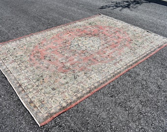 Turkish rug, Vintage rug, Floral rug, Boho rug, Area rug Free Shipping 6.8 x 9.8 ft  Floor rug, Rustic rug, Anatolian rug, Wool rug RL8711