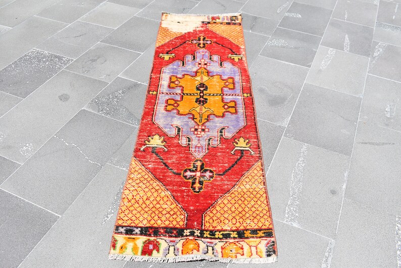 rare design vintage turkish rug , boho rug , oushak rug , Free Shipping 1.7 x 5.9 ft home decor rug , wool rug , bohemian area rug RLO0562