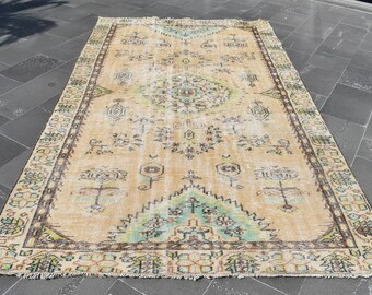 Large area rug, Turkish rug, Handmade rug, Vintage rug, Home decor, Oversize rug, Rustic kitchen decor, Bedroom rug, 5.4 x 9.3 ft  RLO0608