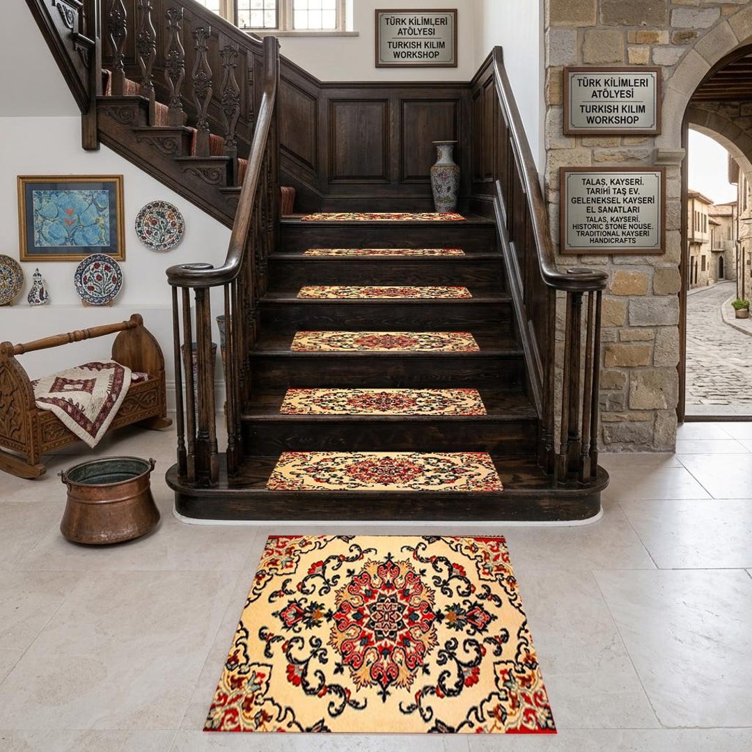 Modern Stair Treads, Decorative Stair Rug, Non Slip Stair Mat, Washable ...
