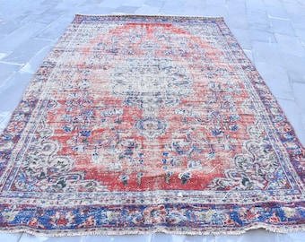 Vintage rug, Turkish rug, Handmade rug, Large rug, Anatolian rug, 6.7 x 9.8 ft  Oriental rug, Bohemian rug, Wool rug , Boho decor RLO1020