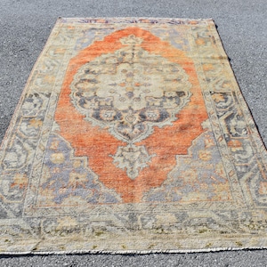 Turkish rug, Vintage rug, Handmade wool rug, Home decor, Floral rug, Large size rug, Boho decor, Bohemian rug, Floor rug 4.9 x 8.6 ft RL8521