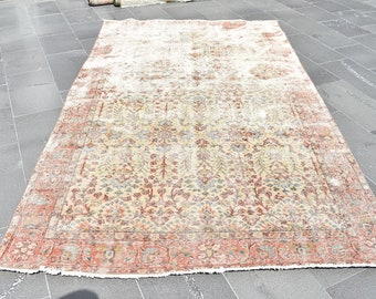 Duży dywan, turecki dywan, ręcznie robiony dywan, dywan vintage, wystrój domu, dywan oversize, rustykalny wystrój kuchni, dywan do sypialni, 5,3 x 8,8 stopy RLO0762