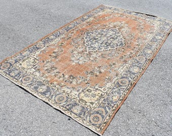 anatolian rug, turkey rug, vintage wool rug  Free Shipping 5.4 x 9.4 ft oushak rug, turkish rug, overdyed rug, boho decor rug RLO1838