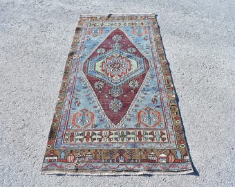 Runner rug, Turkish rug, Vintage handmade rug, Nomadic rug, Home decor, Bohemian rug,  Hallway rug, Oriental rug, Carpet 3.2 x 6.6 Ft RL8477