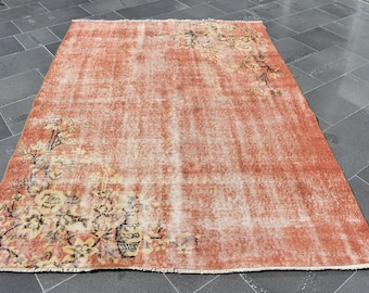 bohemian turkish rug, vintage rug, area rug Free Shipping 5.2 x 7.3 ft rustic rug, wool rug, decorative rug, floral rug, boho rug, RLO0614