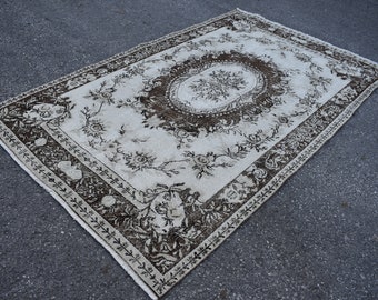 turkish area rug, Free Shipping 5.1 x 8.5 ft oushak rug, boho rug, bohemian rug, floor rug, vintage rug, natural wool rug , rug RL3730