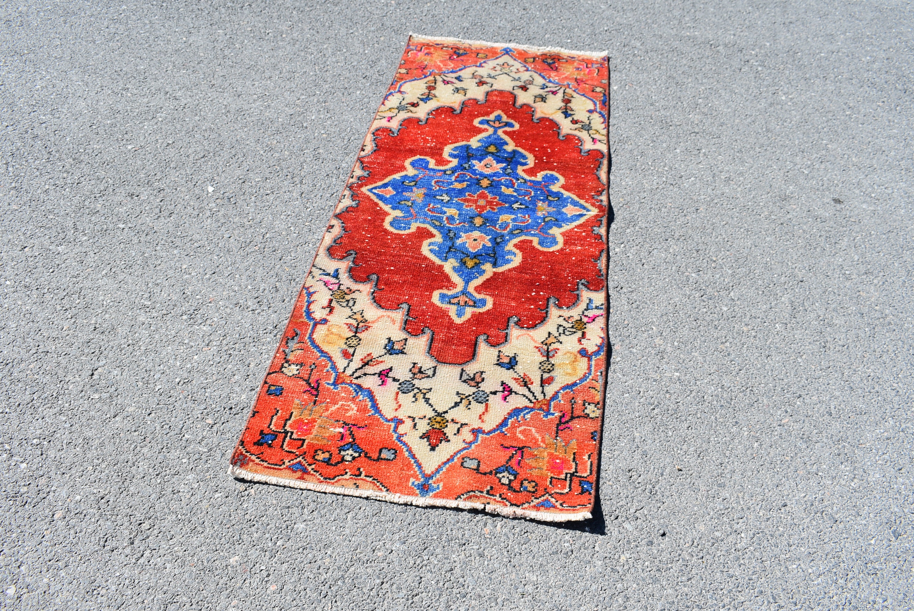 Turkish area rug Red and blue rug Handmade rug Vintage home Etsy
