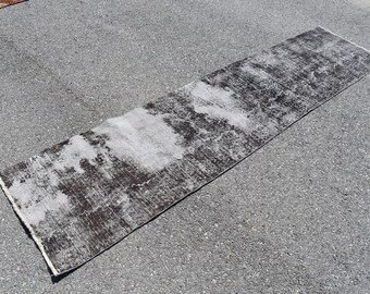 Alfombra de pasillo teñida, alfombra turca, alfombra vintage hecha a mano, decoración del hogar, alfombra bohemia, alfombra de pasillo, alfombra naranja de 2,4 x 9,5 pies RL8811