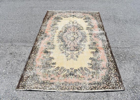 Boho decor rug, Overdyed rug, Vintage rug, Turkish rug, Runner rug 4.0 x 7.0 ft Tribal rug, Wool area rug, Bathmat rug Handmade rug RL9152