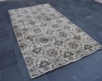 Alfombra turca, Alfombra hecha a mano, Alfombra vintage, Alfombra floral, Decoración del hogar, Alfombra de lana, Decoración Oushak, Alfombra de dormitorio, Alfombra, Alfombra 1,47 m x 2,54 m RL9467