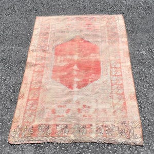 Natural rug, Small area rug, Turkish vintage rug, Handmade wool rug, Home decor, Bohemian rug, Doormat, Bath mat rug,  3.0 x 5.0 ft RL8676