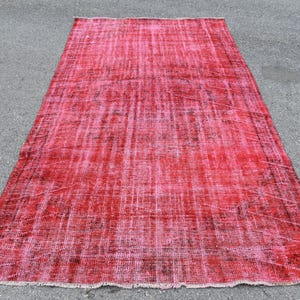 Red rug, Vintage rug, Turkish rug, Handmade rug, Oversize rug 4.8 x 9.3 ft Oushak rug, Bohemian rug, Overdyed wool rug, Boho decor RLO0452