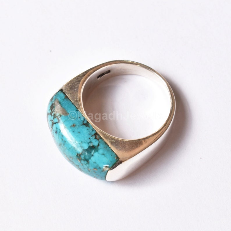 December Ring Gift For Him AAA Natural Turquoise Mood Ring For Boys Good Health Ring Solid Silver Ring 925 Silver Ring For Man