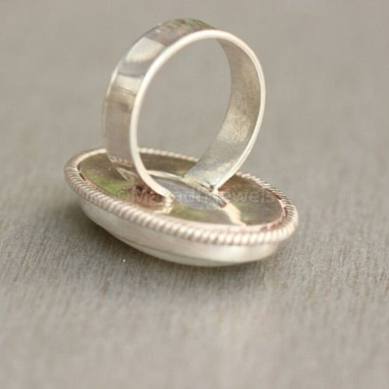 Blue Fire Ring Gemstone Ring Women Ring Rainbow Moonstone Ring 925 Silver Ring Statement Ring Big Stone Ring Oval Stone Ring Gift
