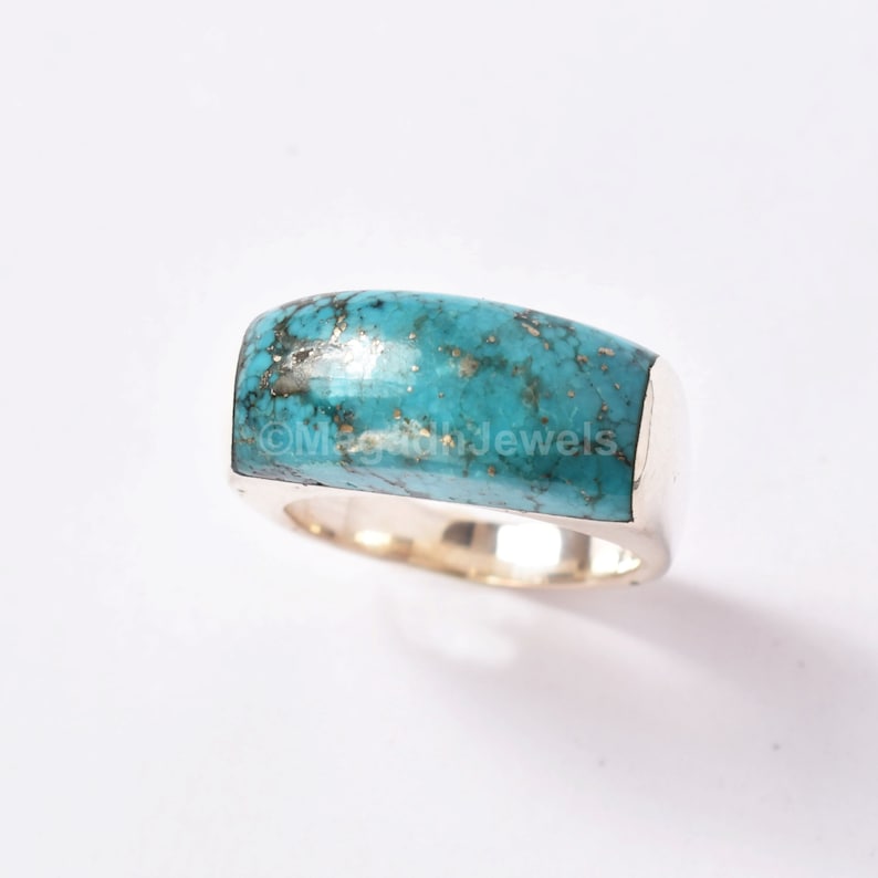December Ring Gift For Him AAA Natural Turquoise Mood Ring For Boys Good Health Ring Solid Silver Ring 925 Silver Ring For Man