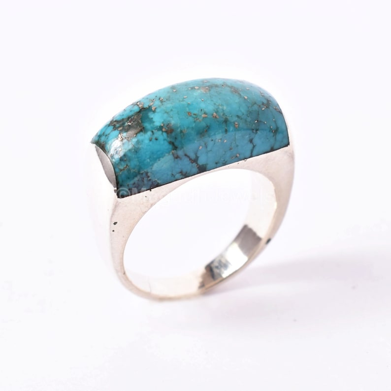 December Ring Gift For Him AAA Natural Turquoise Mood Ring For Boys Good Health Ring Solid Silver Ring 925 Silver Ring For Man