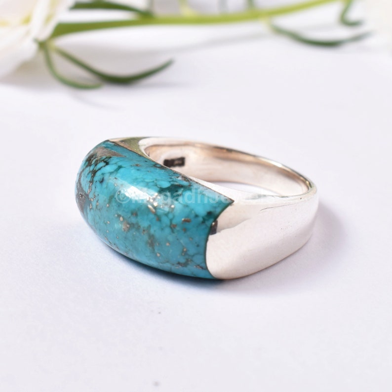 December Ring Gift For Him AAA Natural Turquoise Mood Ring For Boys Good Health Ring Solid Silver Ring 925 Silver Ring For Man
