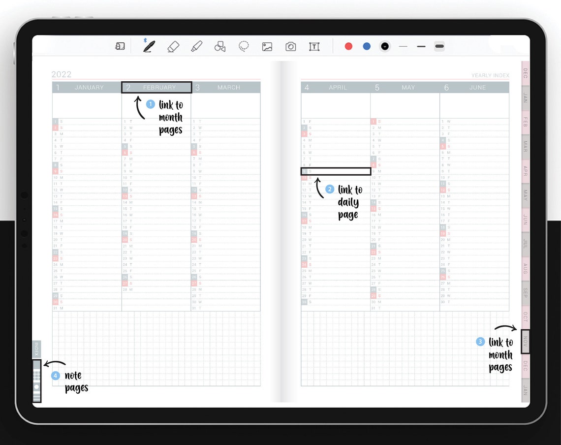 Goodnotes Daily & Weekly Planner 2022 Year Digital Dated Diary, Full