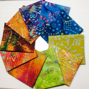 Quilters Batik Fat Quarter Bundle: 10 Colorful Cotton Fabric Squares