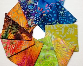 Quilters Batik Fat Quarter Bundle: 10 Colorful Cotton Fabric Squares