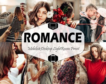 10 Romance Mobile & Desktop Lightroom Presets, lover valentines day LR preset, Portrait Trendy Filter, DNG Lifestyle Instagram Theme