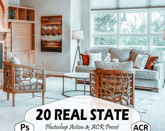 20 Real State Photoshop Actions and ACR presets, Interior bright Ps action, photo Editing, photographer for Blogger Instagram Portrait theme