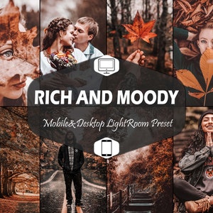 10 Rich And Moody Mobile & Desktop Lightroom Presets, Fall LR preset, Portrait editing Filter, DNG Lifestyle Photography for Instagram Theme