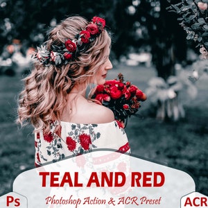 10 Teal And Red Photoshop Actions And ACR Presets, Moody Dramatic Blogger Ps Action, Best Wedding Filter Editing, Instagram For Film Theme image 1