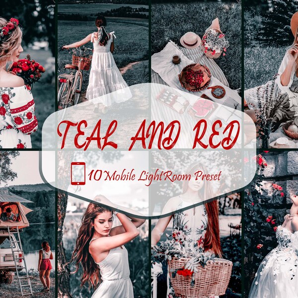 10 Lightroom Mobile Presets, Teal And Red Preset, Moody Dramatic, Lifestyle Presets, Wedding Tones Preset For Lightroom, Photo Film Filter