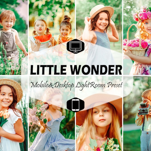 10 Little Wonder Mobile & Desktop Lightroom Presets, Foto Kinderen LR Preset, Portret, DNG Lifestyle Blogger voor Instagram Theme