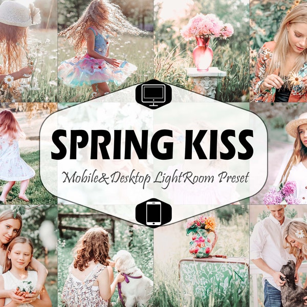 10 Spring Kiss Mobile & Desktop Lightroom Presets, pastel LR preset, Portrait Bright Filter, DNG Lifestyle Best blogger Instagram Theme