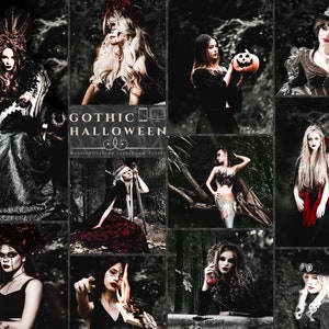 10 Gothic Halloween Mobile & Desktop Lightroom Presets, Autumn Spooky Tone LR Preset Deep Moody DNG Blogger For Photographer Instagram Theme