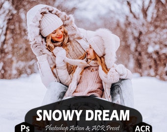 10 Snowy Dream Photoshop Actions And ACR Presets, Winter action, Airy Light Bright ps, and Snow filter Blogger actions for Instagram Theme