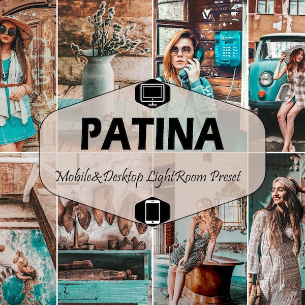 10 Patina Mobile & Desktop Lightroom Presets, Boho LR Preset, Best Rustic Filter, DNG Vintage Blogger, Orange And Teal For Instagram Theme