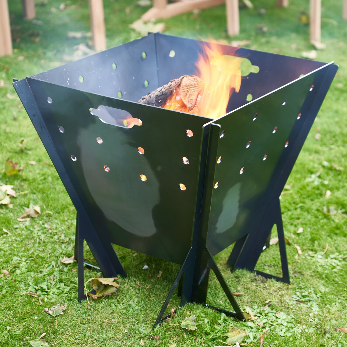 Large Collapsible Heavy Duty Fire Pit Wood Log & Charcoal Etsy