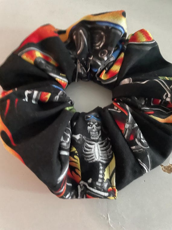 skull and fire scrunchie