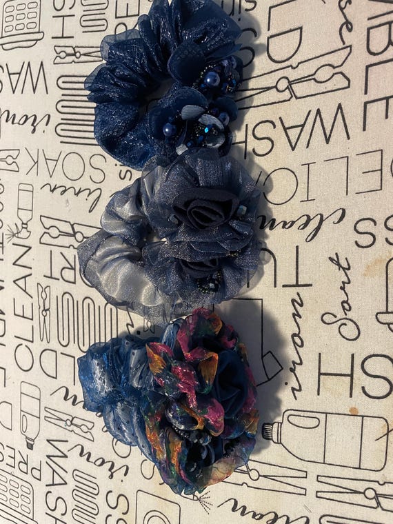 fancy navy scrunchies