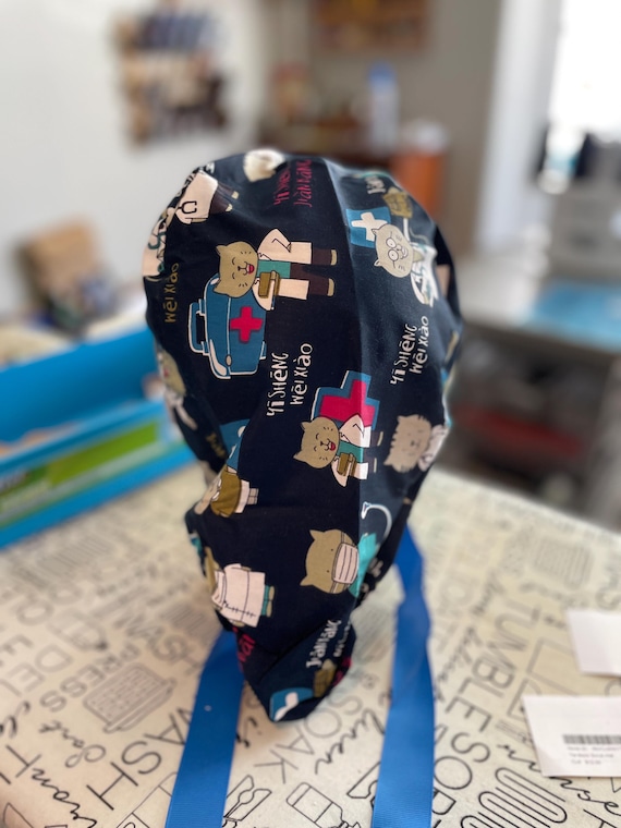 Pony tail animal scrub hat