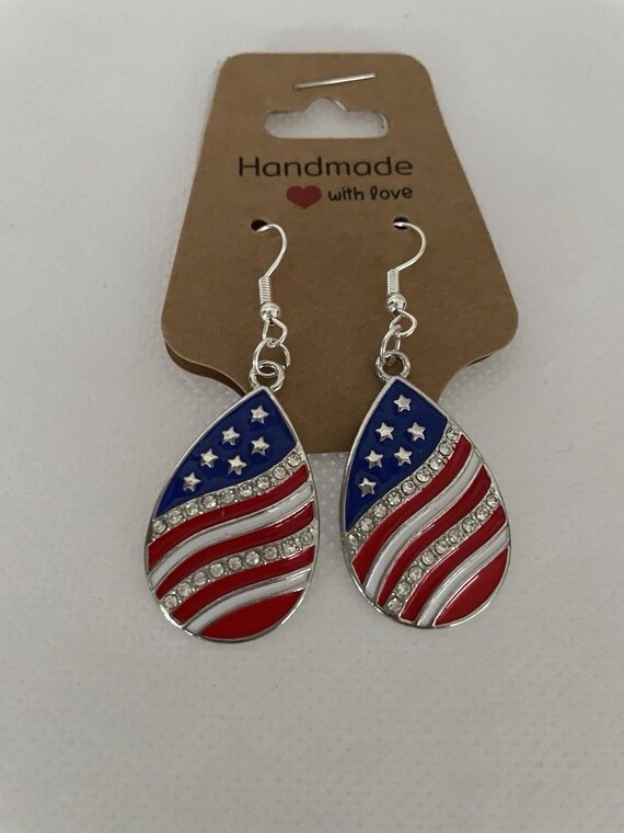 red whit and blue earings